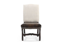 Load image into Gallery viewer, Wood Leather Linen Dining Side Chairs (Set of 2) - Dark Brown
