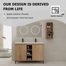 Load image into Gallery viewer, Elegant 48" Freestanding Bathroom Vanity With Double Resin Sink And Storage Rack Soft Close Doors - Imitative Oak
