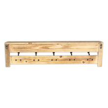 Load image into Gallery viewer, 32" Wood Five Hook Wall Mount Coat Rack - Natural
