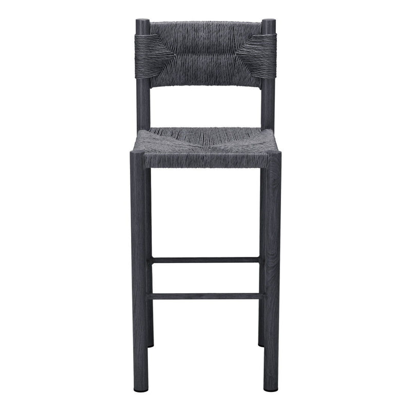 Rattan Aluminum Low Back Bar Height Bar Chairs (Set of 2) - Black