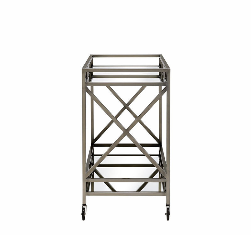 34" X 20" X 35" Antique Metal Serving Cart - Clear / Gray