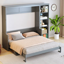 Load image into Gallery viewer, Sturdy Murphy Bed With Desk And Bookshelf
