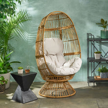 Load image into Gallery viewer, Patio Swivel Basket Egg Chair With Cushion
