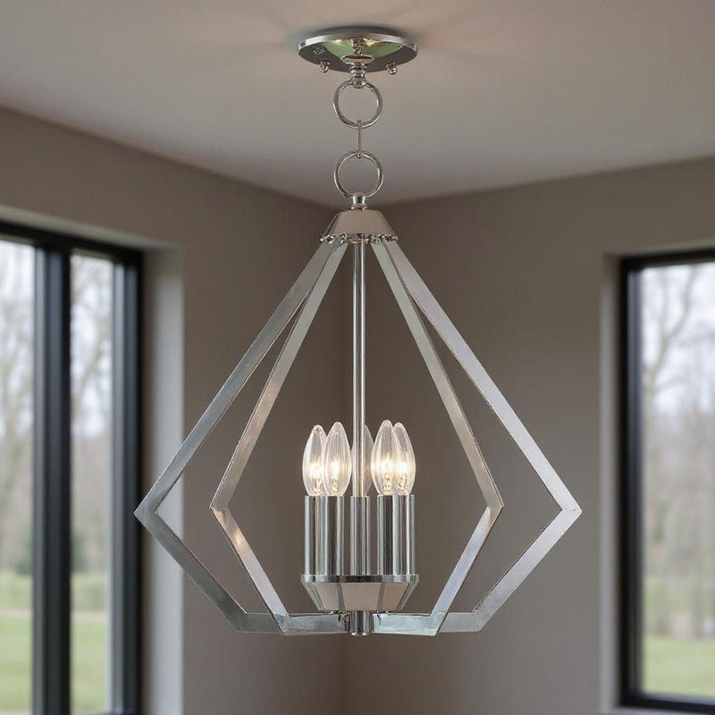 20" Five Light Dimmable Chandelier With Shades - Silver