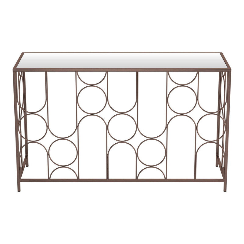 Mirrored Glass Frame Console Table - Bronze