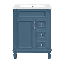 Load image into Gallery viewer, Bathroom Vanity With Ceramic Sink, Compact Cabinet With 2 Drawers And Adjustable Shelf - Blue
