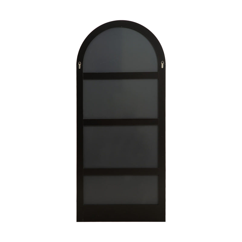 Wood Arch Freestanding Ornate Framed Accent Mirror - Black