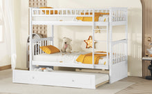 Load image into Gallery viewer, Twin over Twin Bunk Bed with Twin Size Trundle, Convertible Beds, White
