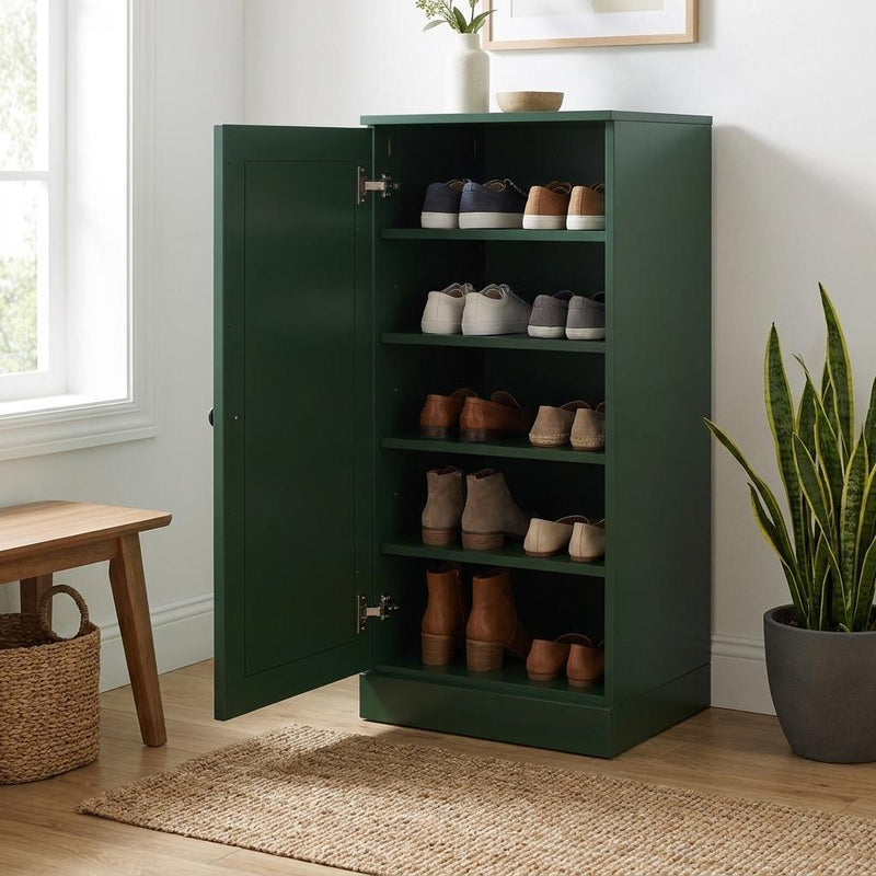 Ten Pair Solid Woodshoe Storage Cabinet (752068) - Green