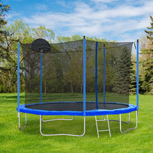 Load image into Gallery viewer, 12Ft Trampoline For Adults &amp; Kids With Basketball Hoop, Outdoor Trampolines With Ladder And Safety Enclosure Net For Kids And Adults - Blue
