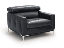 Load image into Gallery viewer, 39" Genuine Leather And Silver Solid Color Lounge Chair - Black
