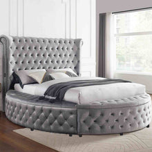 Load image into Gallery viewer, Glam Button Tufted Wingback Round Bed With Storage And USB Ports
