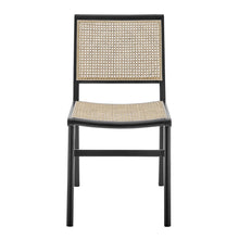 Load image into Gallery viewer, Solid Wood Cane Partially Open Back Dining Side Chair - Black / Natural
