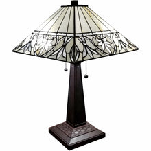 Load image into Gallery viewer, 22" Metal Two Light Candlestick Vintage Look Table Lamp With Shade - Dark Brown / White
