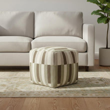 Load image into Gallery viewer, Woven Geometric Pouf Ottoman - Brown / Ivory / Khaki
