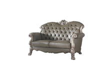 Load image into Gallery viewer, Faux Leather Loveseat And Toss Pillows - Bone
