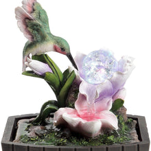 Load image into Gallery viewer, Poly Hummingbird Tabletop Fountain - Pink / Green
