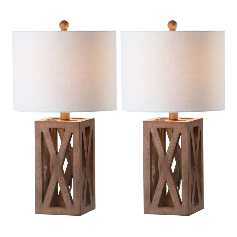 Table Lamps LED With Drum Shades (Set of 2) - Brown