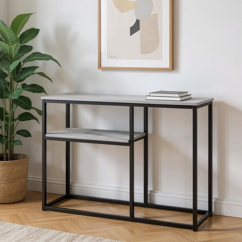 Frame Console Table With Storage - Gray And Black