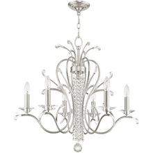 Load image into Gallery viewer, 26" Six Light Dimmable Chandelier With Shades - Nickel
