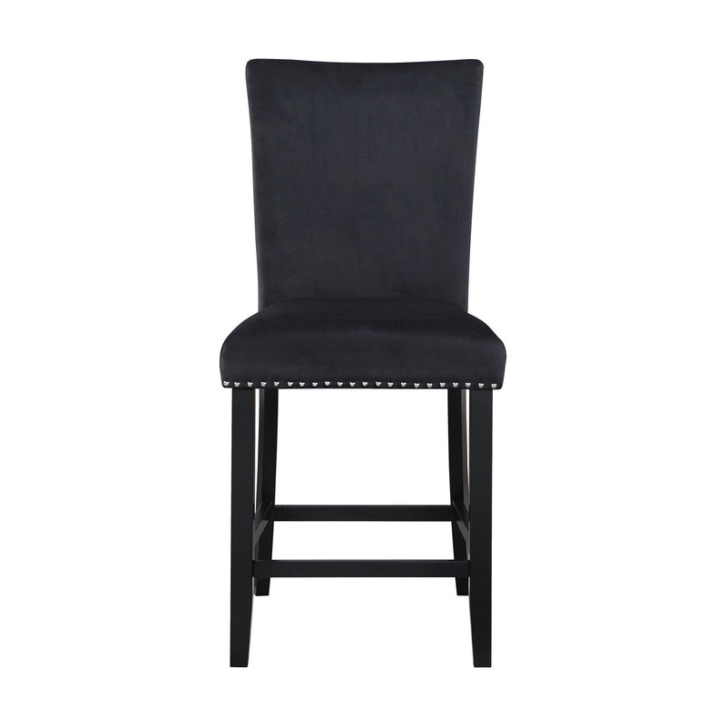 25" Transitional Wood And Velvet Counter Height Bar Chairs (Set of 2) - Black
