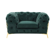 Load image into Gallery viewer, Velvet Tufted Club Chair - Green And Gold
