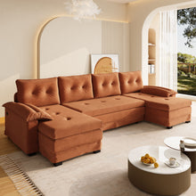 Load image into Gallery viewer, U-Shaped Sleeper Sofa With Pull Out Bed, Removable Armrests &amp; USB Ports For Living Room
