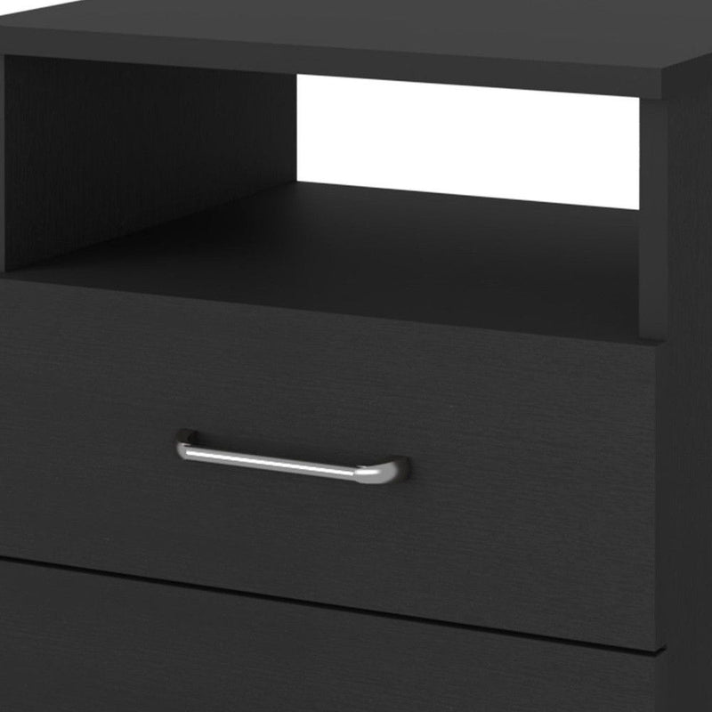 20" Modern Wood Two Drawer Nightstand - Black