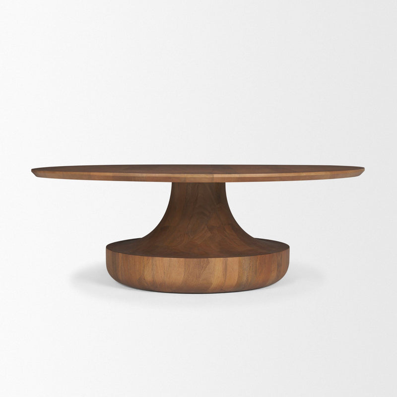 Round Pedestal Coffee Table - Brown