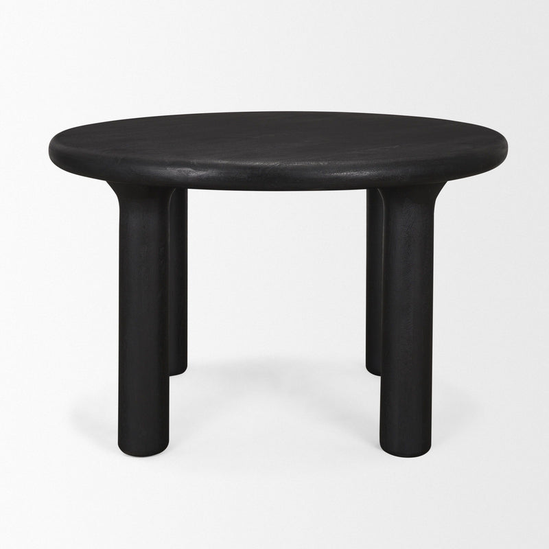 Solid Wood Round Top Dining Table (727892) - Black