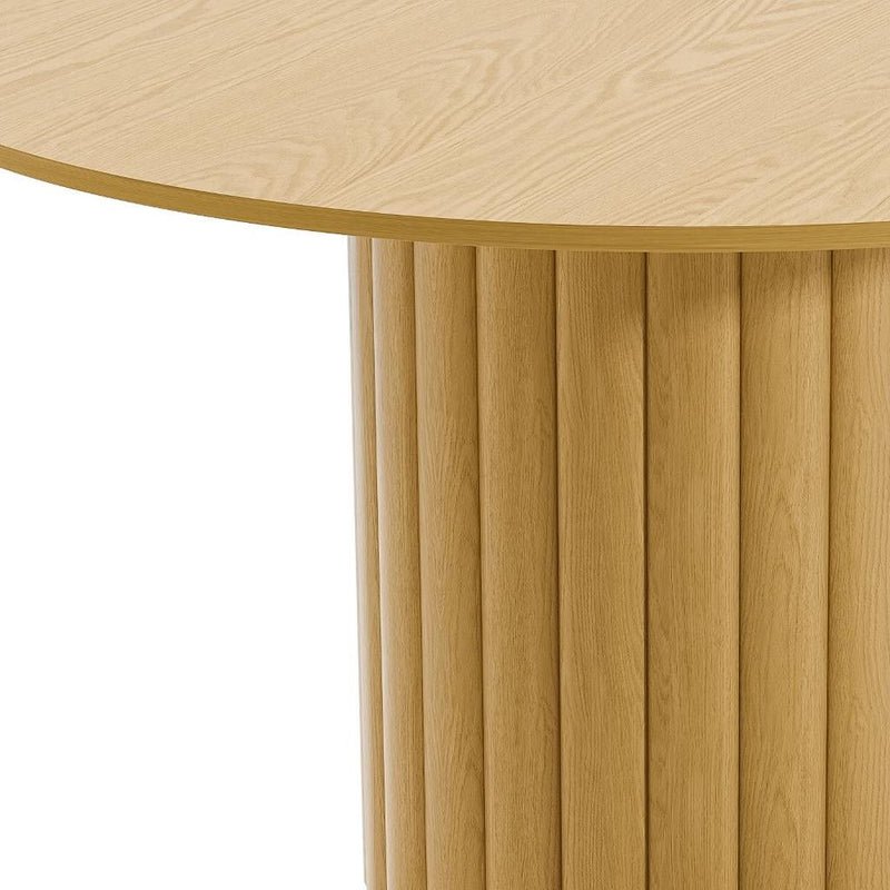 52'' Wood Pedestal Base Round Top Dining Table - Light Brown