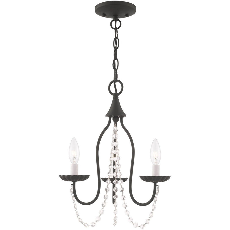 17" Three Light Dimmable Chandelier With Shades - Black