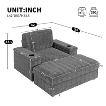 Load image into Gallery viewer, Oversized Chaise Lounge Indoor Rabbit Fur Sofa Bed With Storage Ottoman And Armrests Cup Holders With Deep Seat

