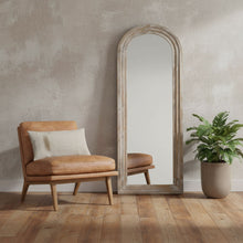 Load image into Gallery viewer, 64" Solid Wood Arch Freestanding Framed Full Length Mirror - White

