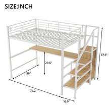 Load image into Gallery viewer, Loft Bed With Desk, Storage Staircase, Small Wardrobe And LED Light
