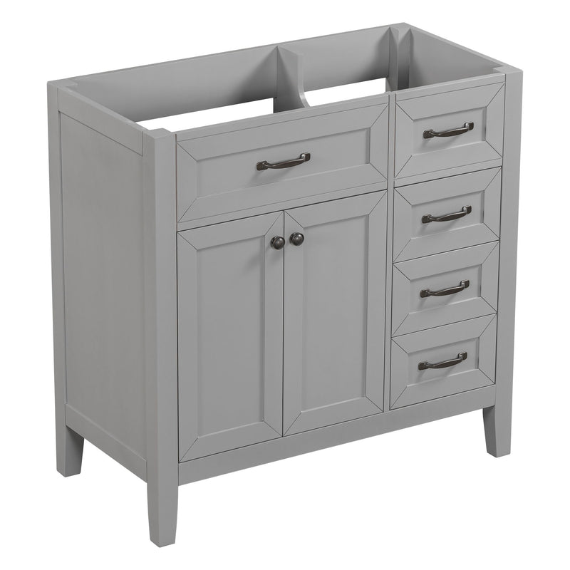 Modern Bathroom Vanity Base Only, 2 Doors And 3 Drawers