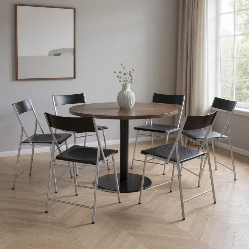 Folding Side Chairs (Set of 6) - Black / Silver