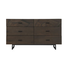 Load image into Gallery viewer, Carved Geometric Solid Wood Six Drawer Double Dresser - Dark Brown
