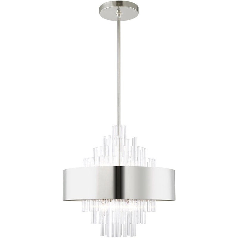 27'' Eight Light Dimmable Chandelier With Shades - Nickel