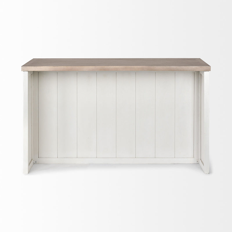 Two Tone Wooden Kitchen Island With 3 Drawers - Brown / White