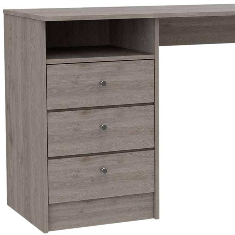 Computer Desk With Three Drawers (403811) - Light Gray / Brown