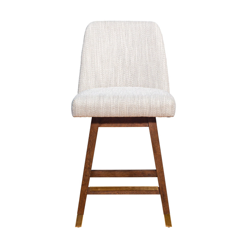 Solid Wood Swivel Counter Height Bar Chair - Beige And Brown