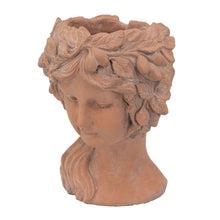 Load image into Gallery viewer, 8X9X11.5" Head Bust Planter, Greek Style Cement Head Planter, Indoor Outdoor Home Garden Decor - Brown
