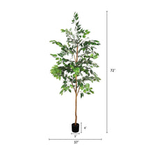 Load image into Gallery viewer, 6Ft Artificial Ficus Tree With Natural Trunk In Pot For Indoor Home Office Decor - Green Leaves
