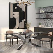 Load image into Gallery viewer, 72" Glass And Metal Cross Leg Base Dining Table - Clear
