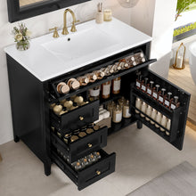 Load image into Gallery viewer, Bathroom Vanity With Sink, 3 Drawers &amp; Cabinet With Adjustable Shelves
