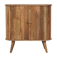 Load image into Gallery viewer, 32" Solid Wood Oval Ribbed Texturere Cabinet With Two Doors - Brown
