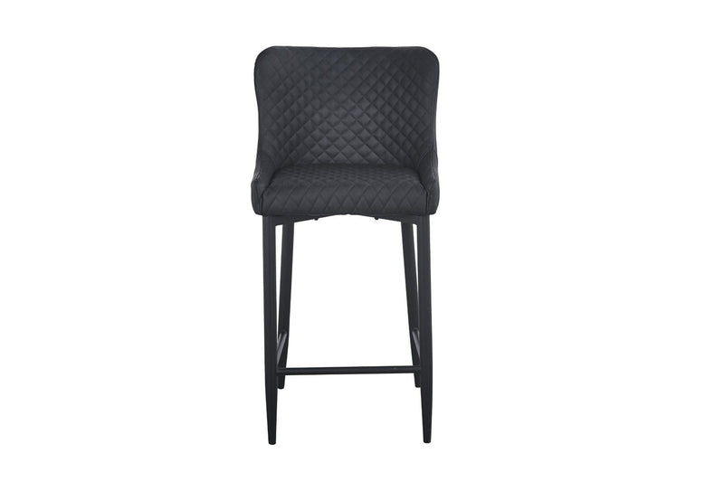 30" Faux Leather And Metal Low Back Bar Height Bar Chairs (Set of 2) - Gray / Black