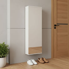 Load image into Gallery viewer, Stylish Wall Mounted Shoe Rack With Mirror - White
