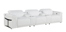 Load image into Gallery viewer, Top Grain Leather Reclining Metal USB Sofa (720369) - White
